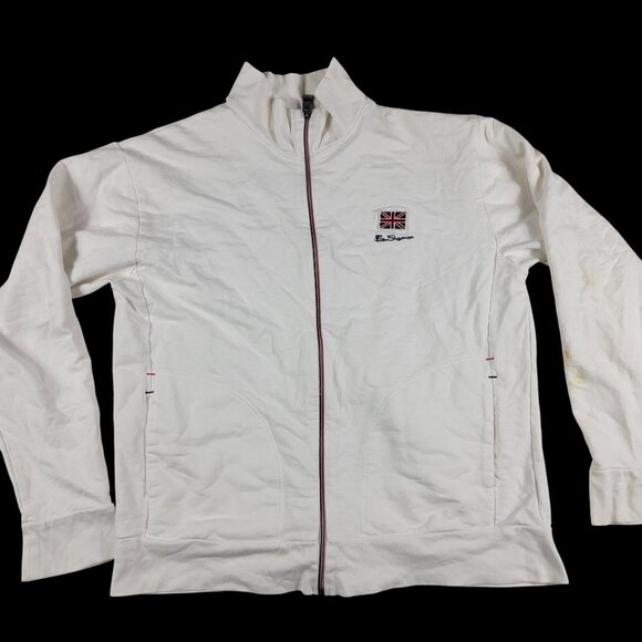 Ben Sherman Mens XL White Track Jacket Casual Winter Warm Outdoors Comfort - Picture 1 of 10